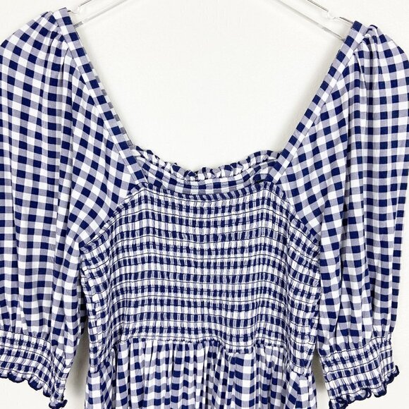 DRAPER JAMES | Jo Dee Navy Gingham Babydoll Dress Small Cottagecore - Picture 8 of 11